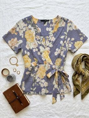 Harve Benard Blue Floral Top